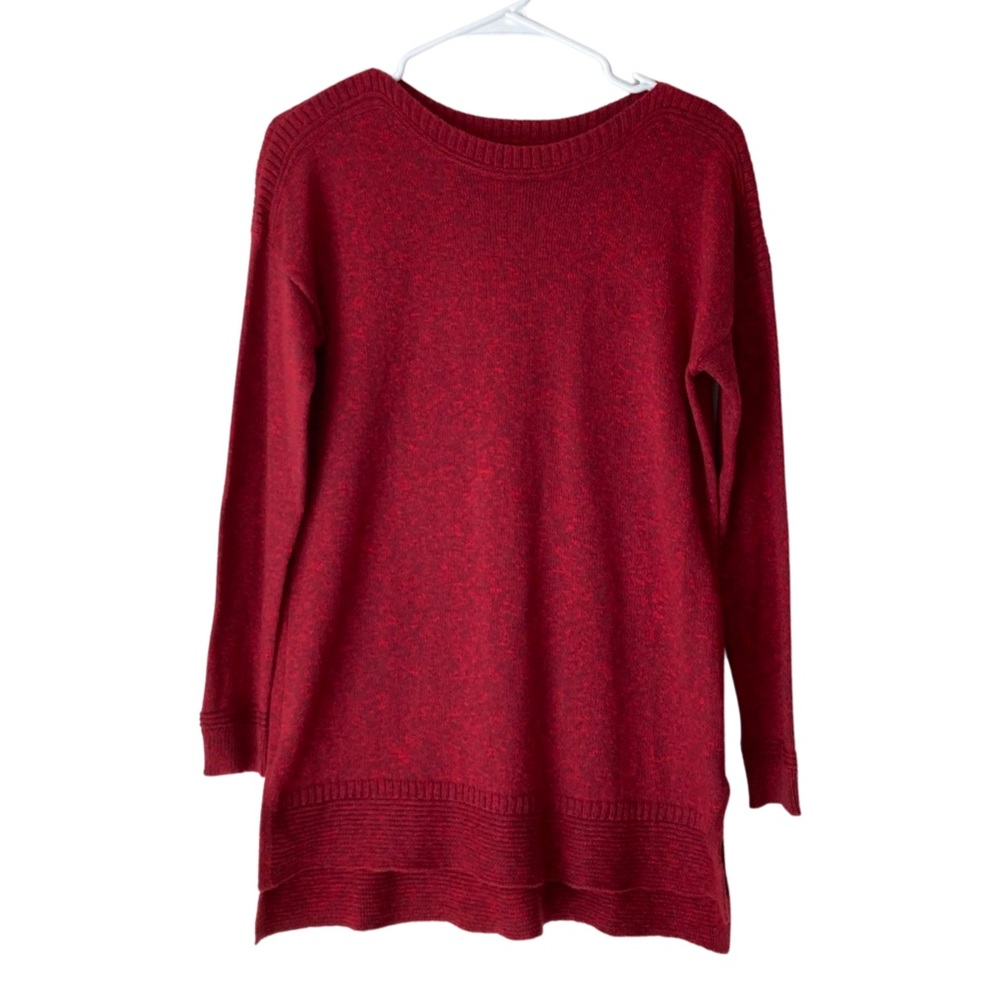 Boat-Neck Tunic Legging sweater in marled red for winter holidays